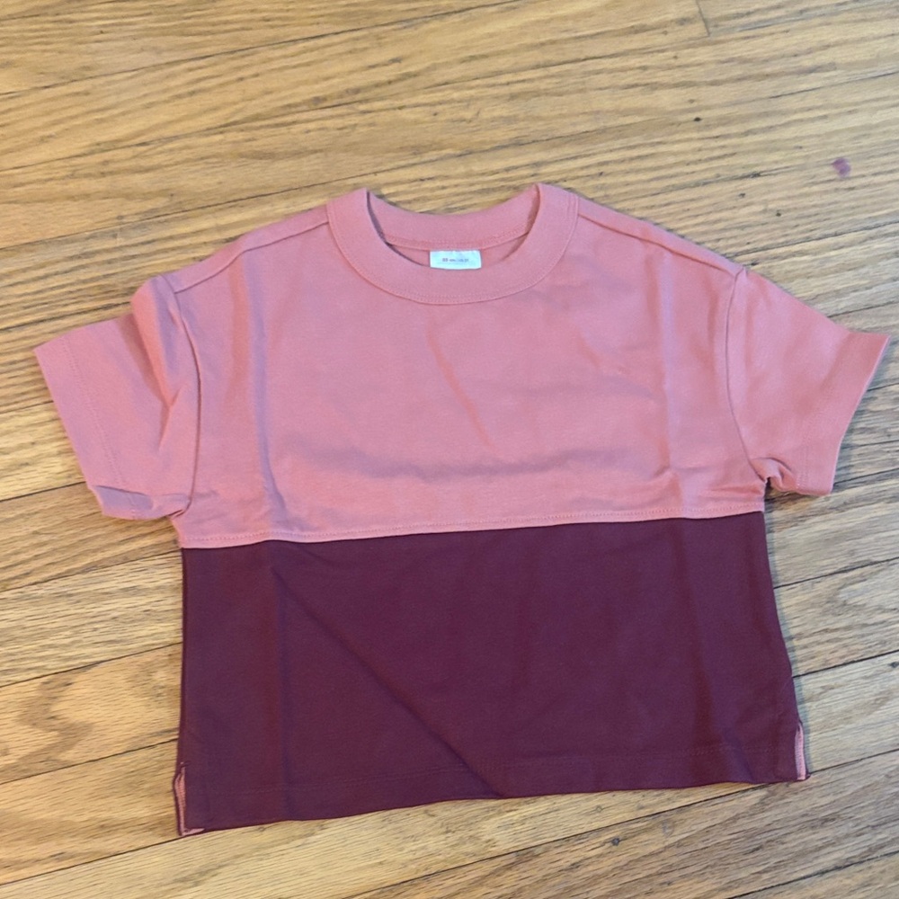 *Hanna Andersson Pink and Burgundy Colorblock Short Sleeve Tee